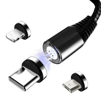 Кабель магнитный Erston USB - Type C + Lightning + MicroUSB (3 in 1), 3A Fast Charging, 1 m